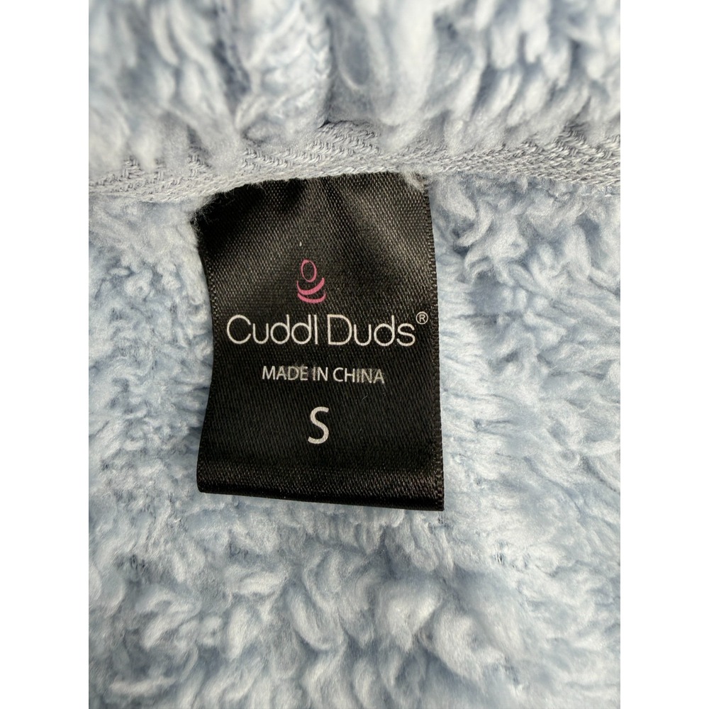 Cuddl Duds Plush Hooded Midi Lounger Robe Blue Square Women S Fleece Cozy Soft - Picture 8 of 9